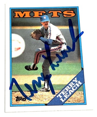 Autographed 1988 Topps Terry Leach New York Mets #457