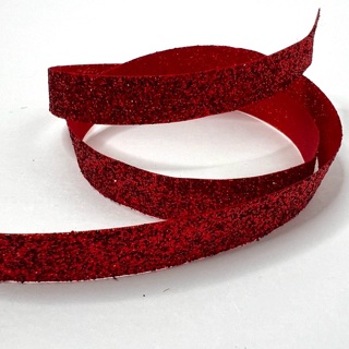 Red Glittery 7/16” Wide Ribbon 