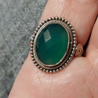 Sterling silver green onyx ring size 11