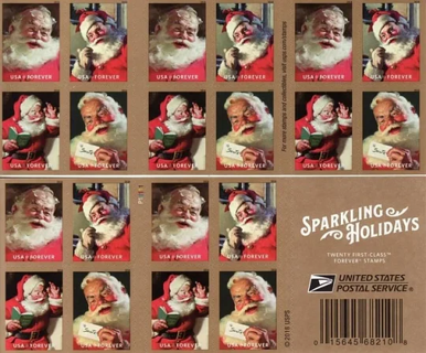 40 Brand New  Sparkling Holidays Christmas Forever Stamps