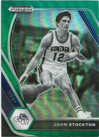 2021 PRIZM DRAFT PICKS JOHN STOCKTON GREEN PRIZM REFRACTOR CARD