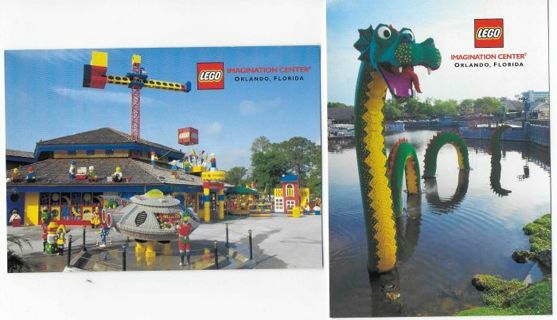  (2) UNUSED Lego Imagination Center POSTCARDS Orlando Florida at Disney Springs