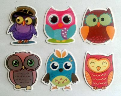 Six Cute Owl Stickers #3