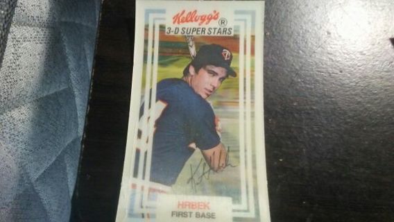 1983 XOGRAPH KELLOGG'S 3-D SUPERSTARS KENT ALAN HRBEK MINNESOTA TWINS BASEBALL CARD# 53