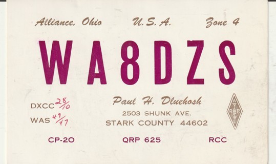Vintage Used Postcard: e: Ham Radio Card, CB Radio Card, 1965 Ohio