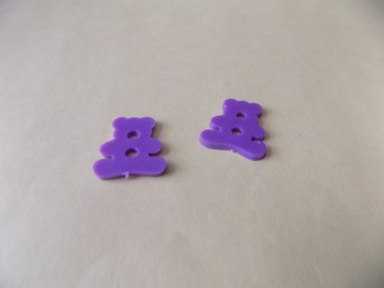 Set of 2 purple bear shaped buttons # 1