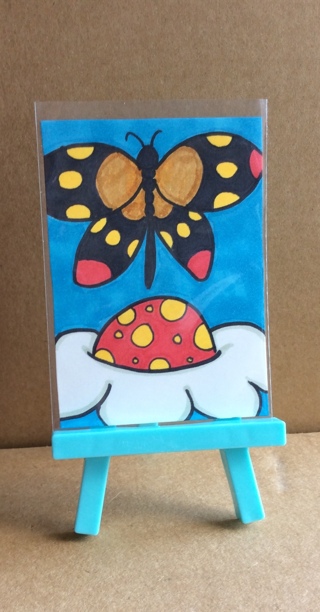 Butterfly & Flower original drawing aceo