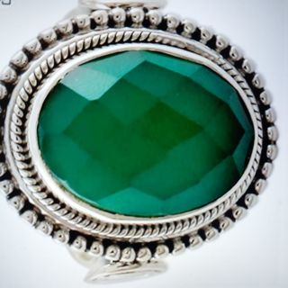Sterling silver green onyx ring size 11
