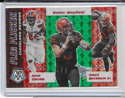 Nick Chubb/Mayfield/Beckham 2020 Mosaic Flea Flicker Mosaic Green #FF4