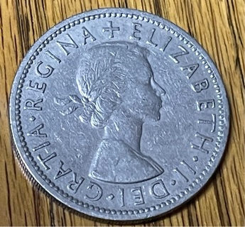 1957 United Kingdom Two Shillings VF Queen Elizabeth ll