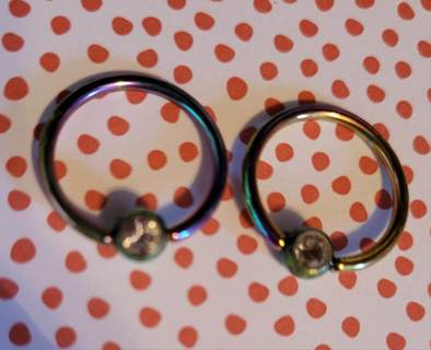 BODY JEWELRY - RAINBOW HOOP w/CLEAR CRYSTAL -  - FREE SHIPPING