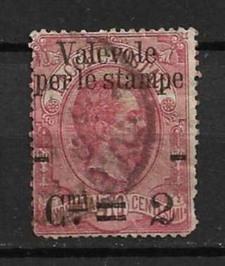 1890 Italy Sc60 2c surcharge on 50c King Humbert Parcel Post used space filler