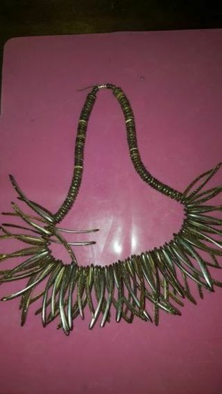 Handmade Beaded Wooden Sharks Tooth Necklace