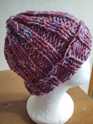Hand Knit Rose and Ombre Hat