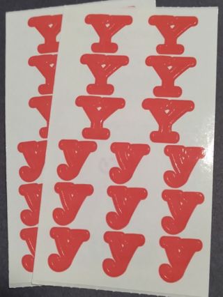 2 Sheets Letter Y Stickers