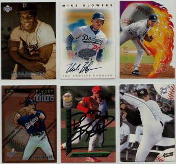 2 Los Angeles Dodgers autographs + 4 bonus cards