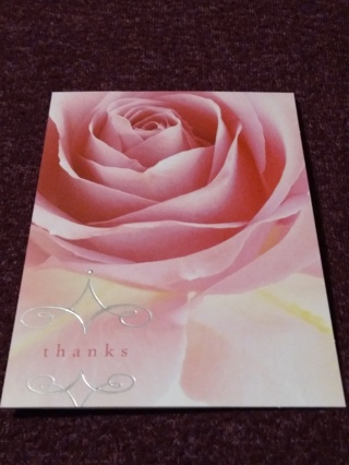 Pink Rose Notecard - thanks