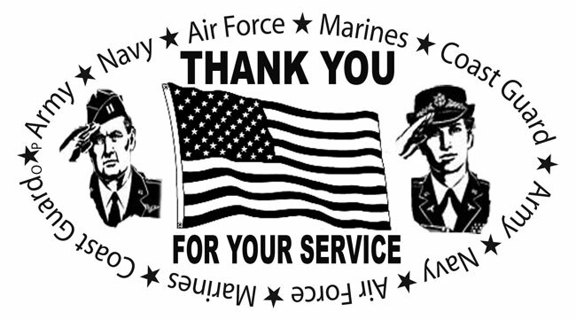 Thank You For Your Service - Army, Navy, Air Force, Marines, Coast Guard Elongated Copper Cent/Penny