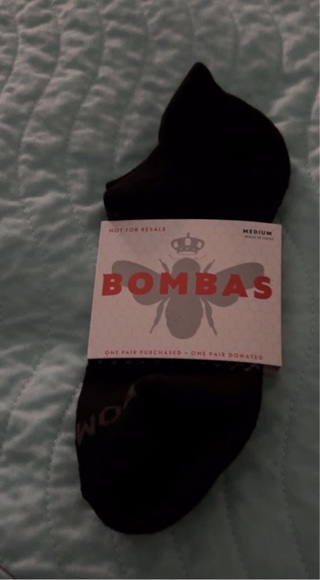 Brand New: ONE Pair Black BOMBAS Ankle Socks. Size - Medium. Cotton / Poly / Spandex