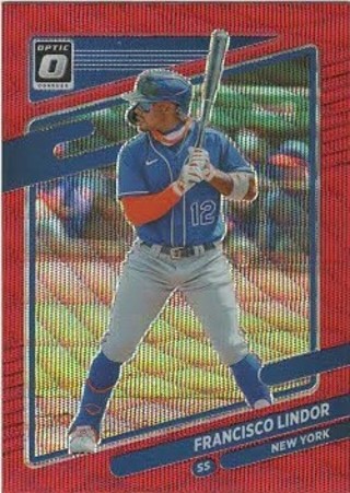 2021 Optic Red Francisco Lindor New York Mets Wave Parallel Prizm #152!