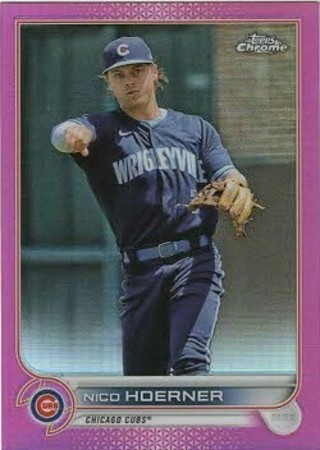 2022 Chrome Nico Hoerner Chicago Cubs Pink Refractor #111!