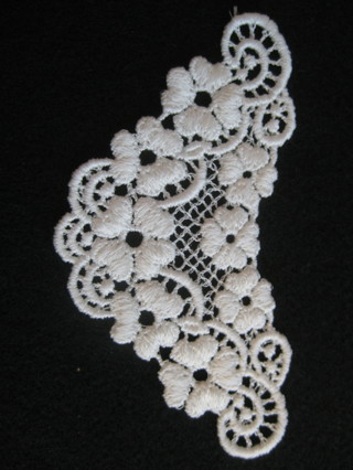 Ivory floral lace applique, 4" x 2", sewing decorating, new never used