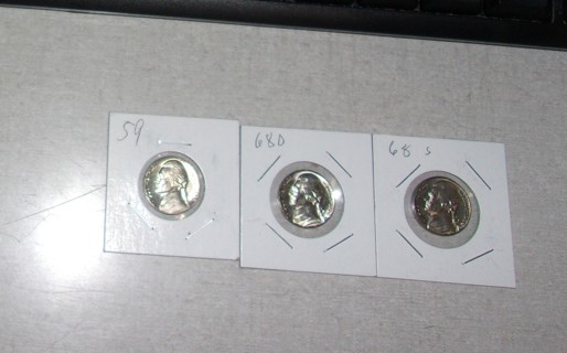 Jefferson Nickels 1959-1968-D-1968-S 