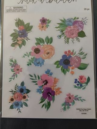 Sheet of Colorful Flower Stickers