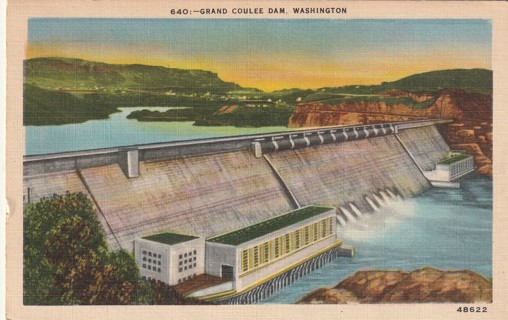 Vintage Used Postcard: (r): 1948 Grand Coulee Dam, WA