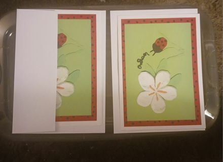 Lady Bug Greeting Cards x3 w/ envelopes