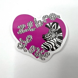 Pink Zebra Love Heart Shaped Sticker EDS 