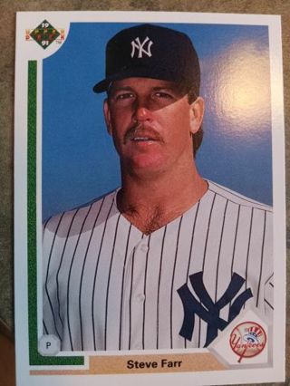 1991 UPPER DECK STEVE FARR NEW YORK YANKEES BASEBALL CARD # 717