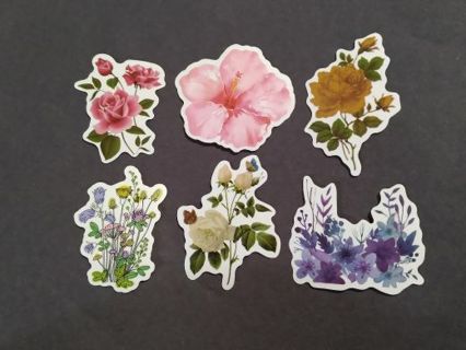 6 Vinyl Stickers Flowers