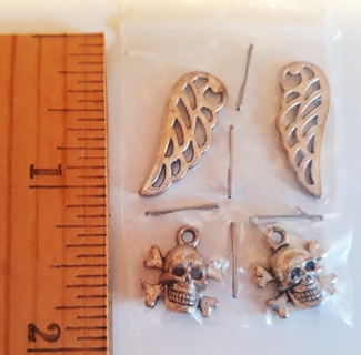 Charms for Jewelry Making (Angel Wings & Skulls)