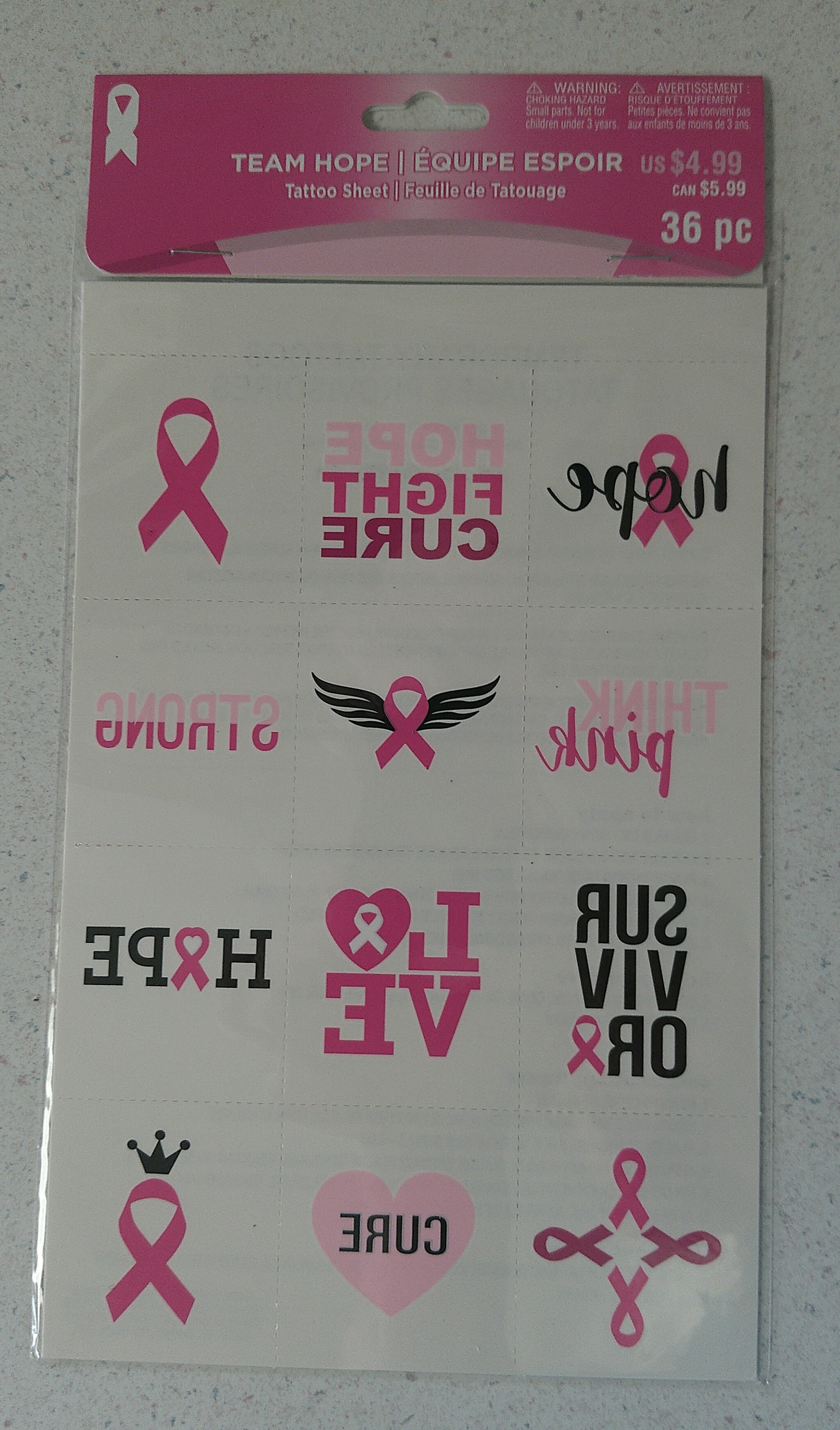 Free: Breast Cancer Awareness PINK RIBBON Temporary Tattoos 