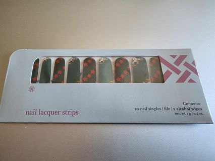 NEW JAMBERRY GREEN & RED - Mistletoe Treats - CHRISTMAS STAR Nail Lacquer Wrap Sheet Sticker Strips