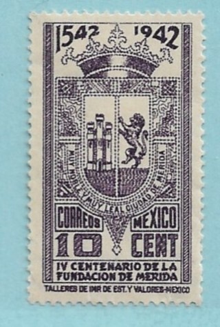 1942 Mexico Sc770 10c coat of Arms of Merida MNH