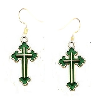 GP ENAMEL GREEN CROSS EARRINGS (PLEASE READ DESCRIPTION