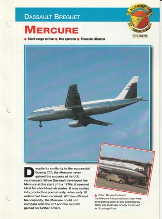 Aircraft of the World Leaflet: Airliners: Dassault Breguet Mercure