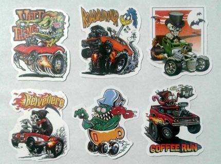 Six Rat Rod/Hot Rod Stickers #1