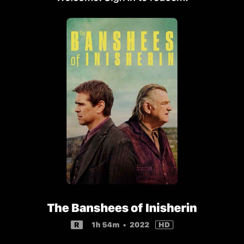 FREE: THE BANSHEES OF INISHERIN HD MOVIES ANYWHERE CODE ONLY (PORTS)