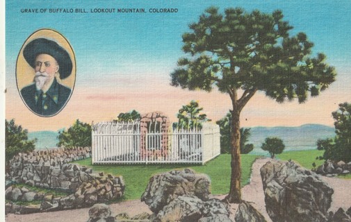 Vintage Unused Postcard: gin: Grave of Buffalo Bill, Lookout Mountain, CO