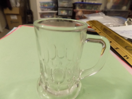 Vintage 2 1/2 inch clear glass beer mug shaped shot glass with side handle