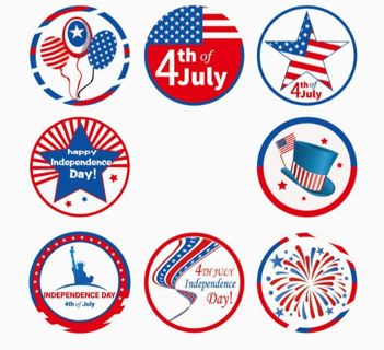 ⭐NEW⭐(8) 4th of July stickers BNWOT, 1.5"