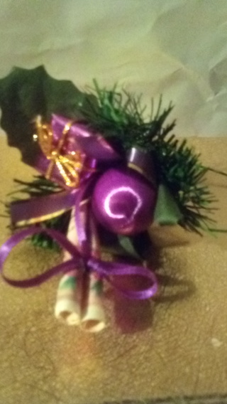 Present music scrolls,purple satin ball , Decoration pick.