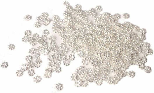 100 Silver plated daisy spacer beads 4mm