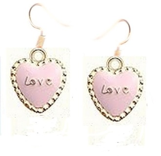 GP ENAMEL PINK HEART LOVE EARRINGS #8 (PLEASE READ DESCRIPTION)