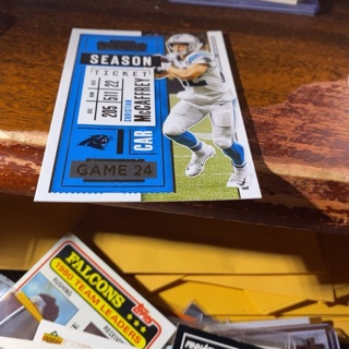 2020 panini contenders season ticket game 24 Christian mccaffrey football card 