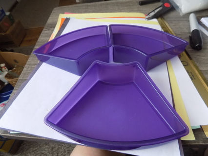 Set of 3 purple acrylic 4 sided snack trays