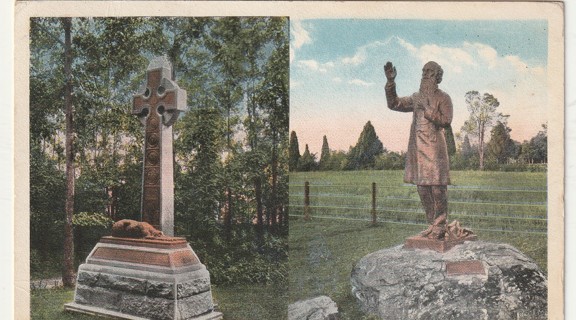 Vintage Used Postcard: (k): 1916 Irish Brigade Monument, Father Corby Statue, Gettysburg, PA